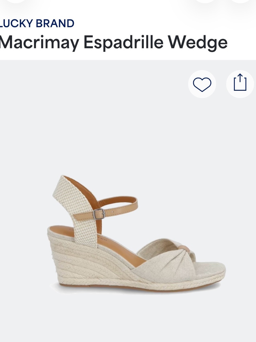 Lucky Brand Macrimay Espadrille Wedge in cream and tan - Picture 3 of 5